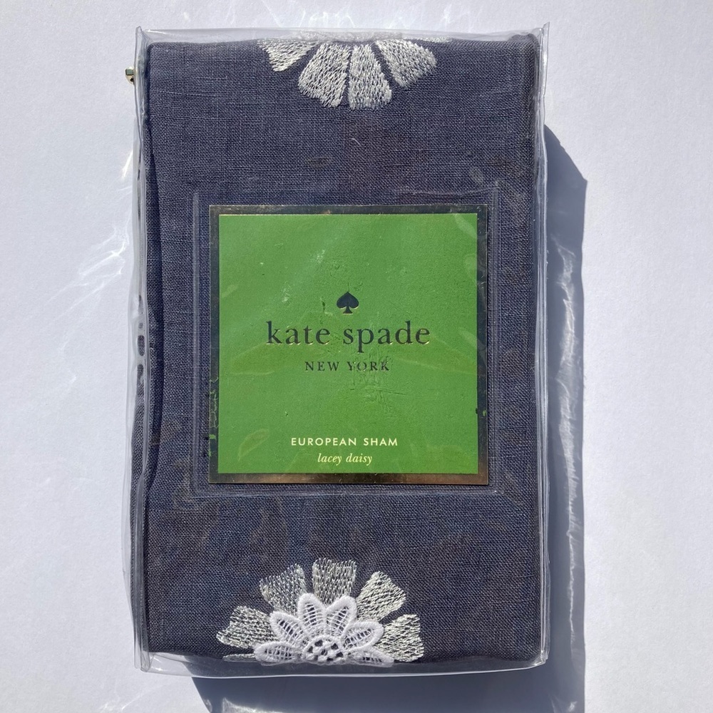 Kate Spade New York Lacey Daisy Euro Sham 26” x 26” Sq. One Charcoal Lace New